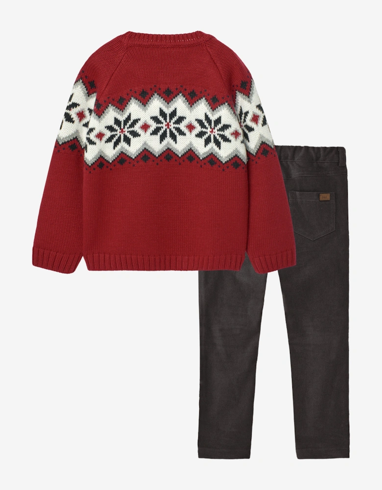 Baby Boys Trouser Set in Red