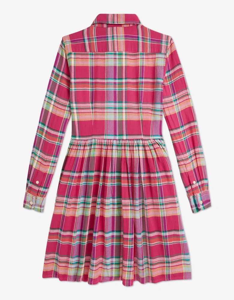 Girls Tartan Shirt Dress in Pink
