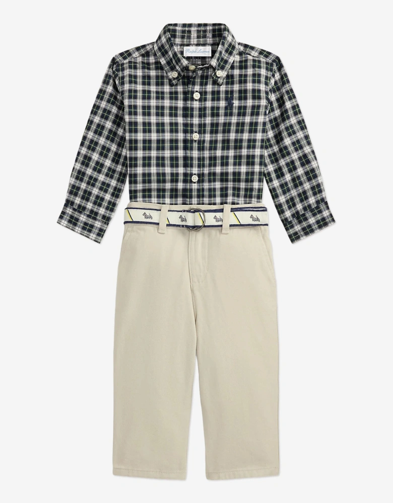 Baby Boys Shirt and Trouser Set in Multicolour