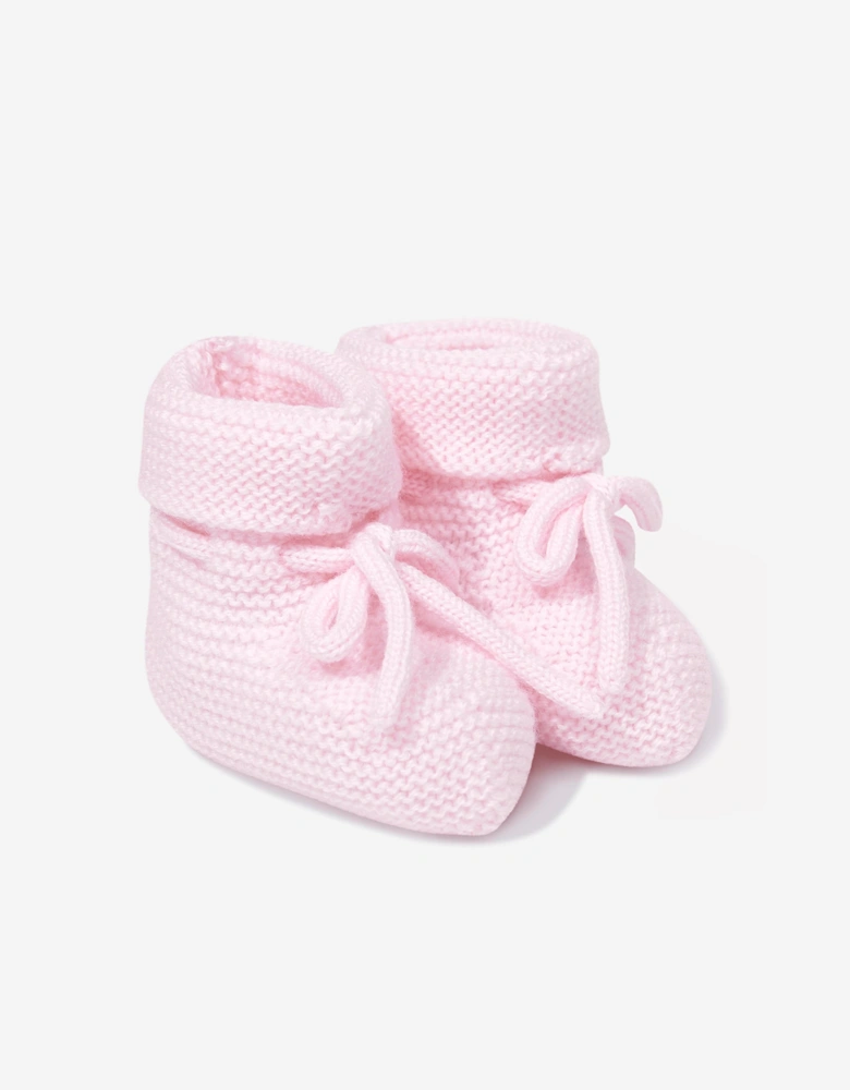 Baby Girls Wool Knit Booties in Pink