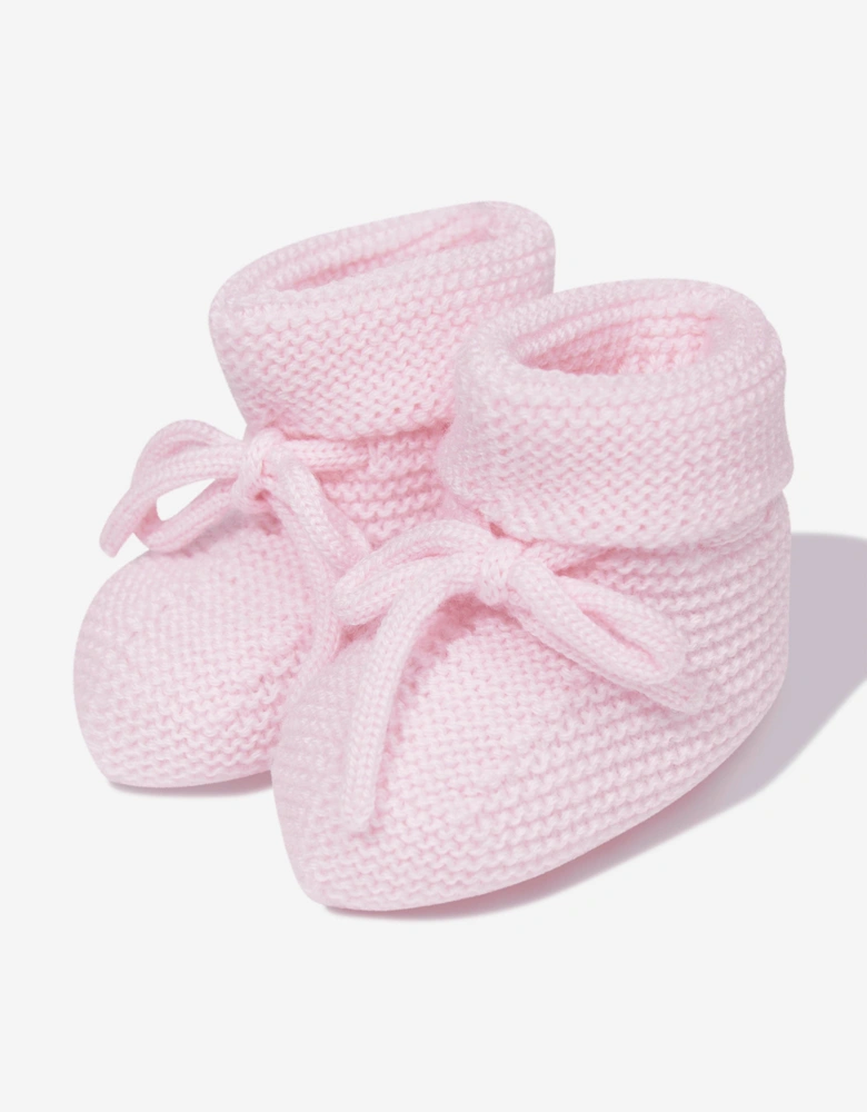 Baby Girls Wool Knit Booties in Pink