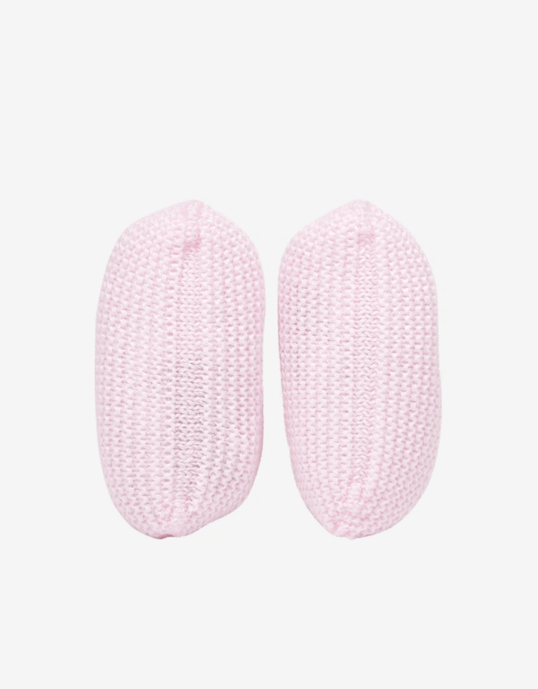 Baby Girls Wool Knit Booties in Pink