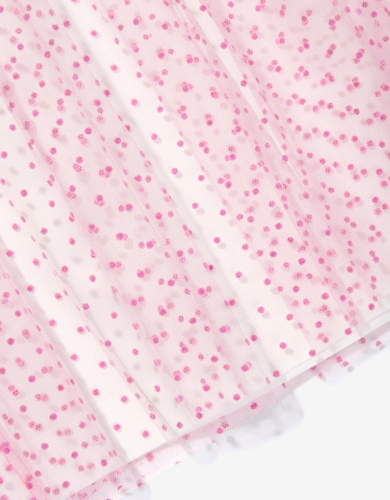 Girls Logo Tulle Dress in Pink