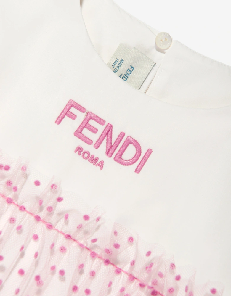 Girls Logo Tulle Dress in Pink