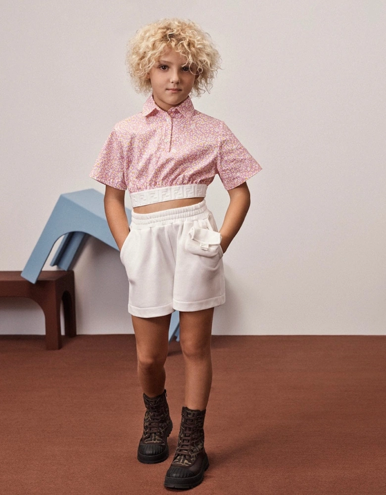 Girls Baugette Pocket Shorts in White
