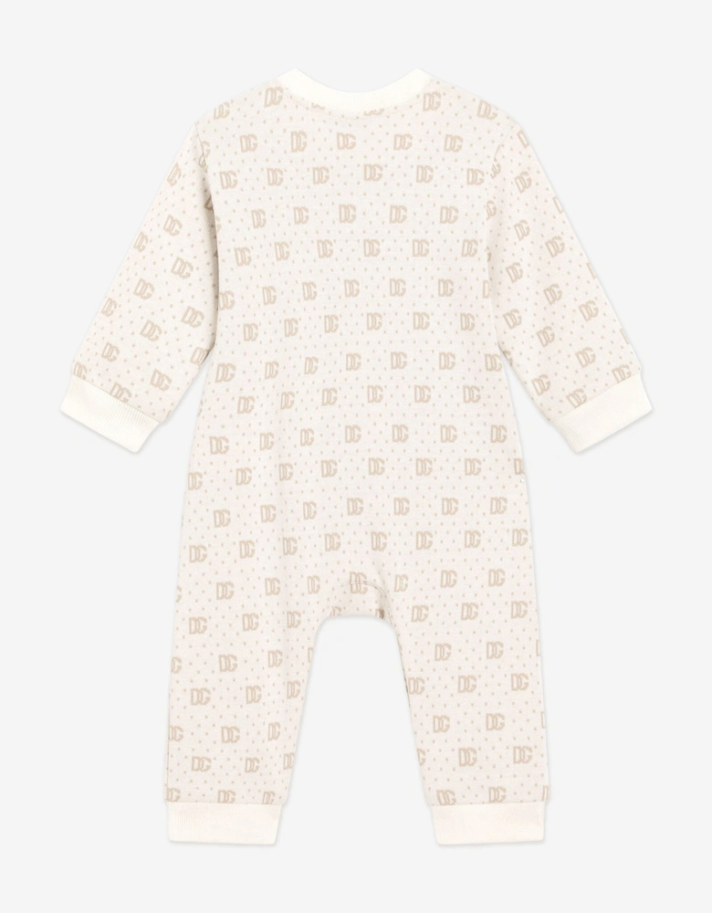 Baby DG Jacquard Romper Set in Ivory