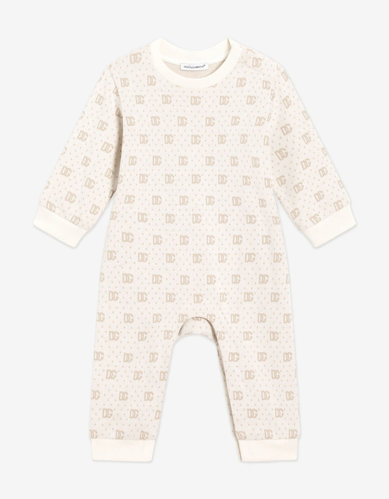 Baby DG Jacquard Romper Set in Ivory