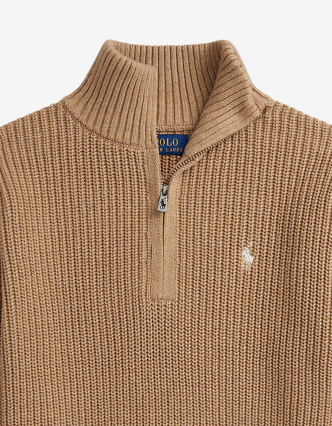 Girls Half Zip Jumper in Brown