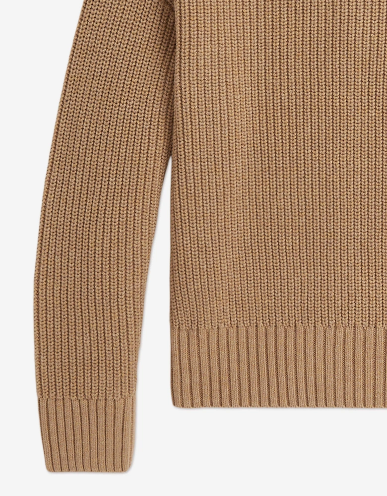 Girls Half Zip Jumper in Brown