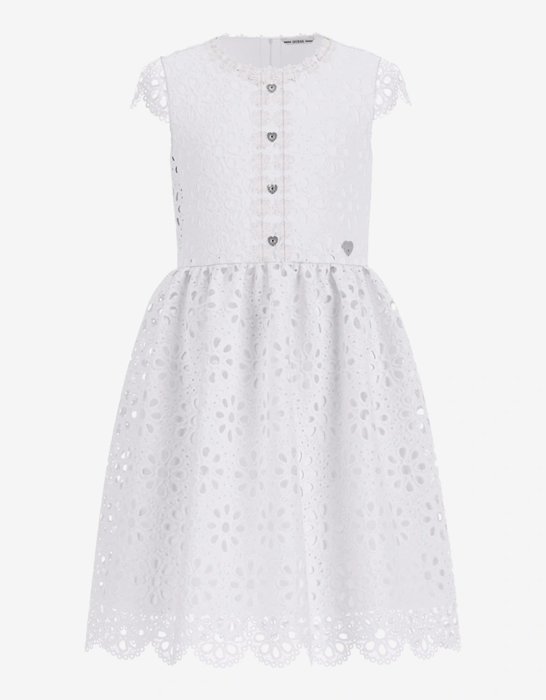Girls Lace Dress in White