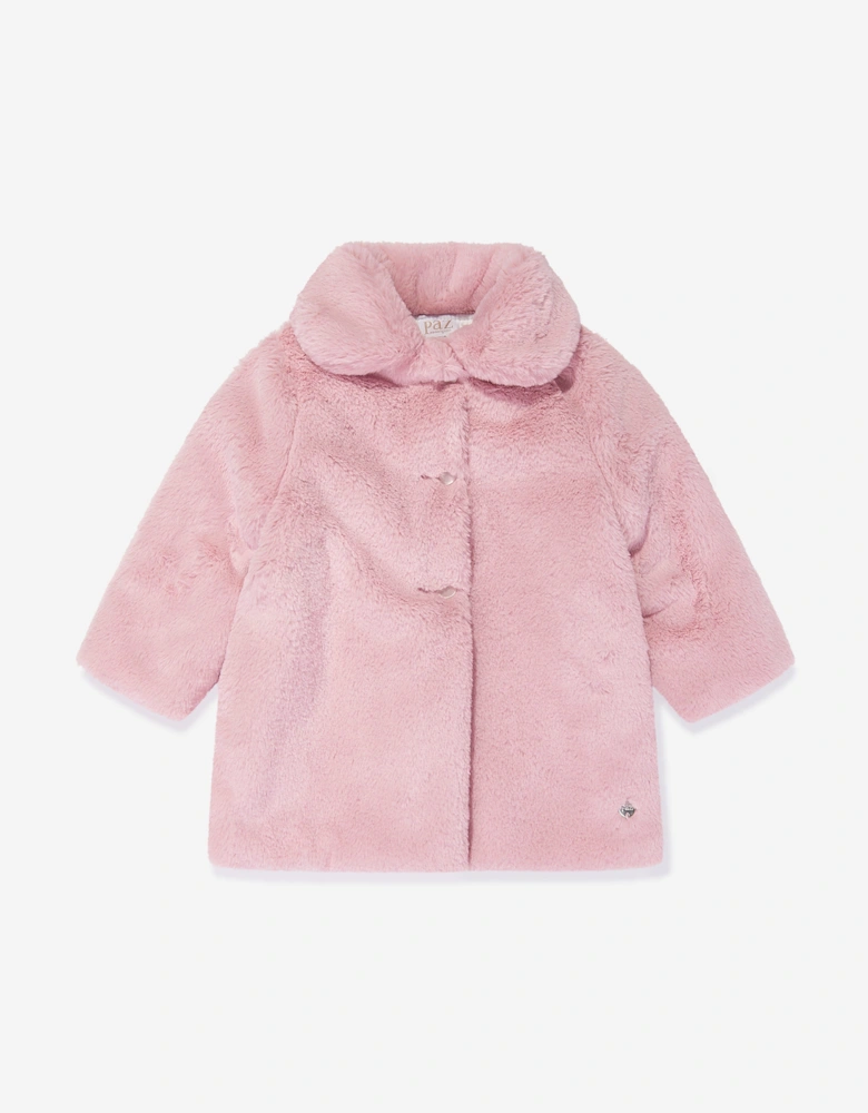 Girls Faux Fur Coat in Pink