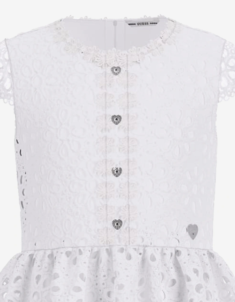 Girls Lace Dress in White