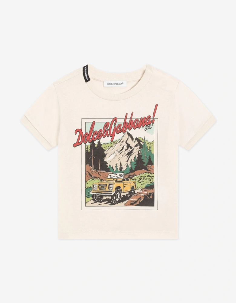Baby Boys Graphic Print Explorer T-Shirt in Ivory
