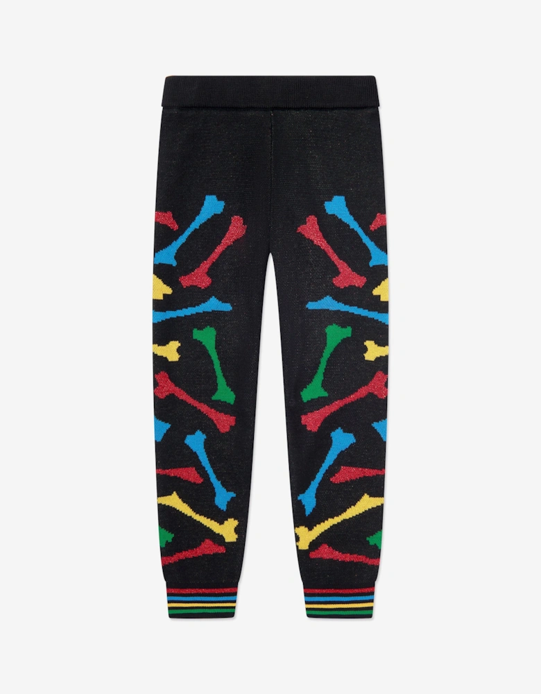 Kids Bones Stacked Joggers in Black