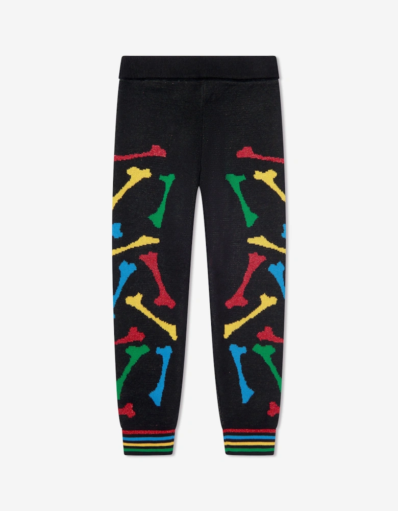 Kids Bones Stacked Joggers in Black
