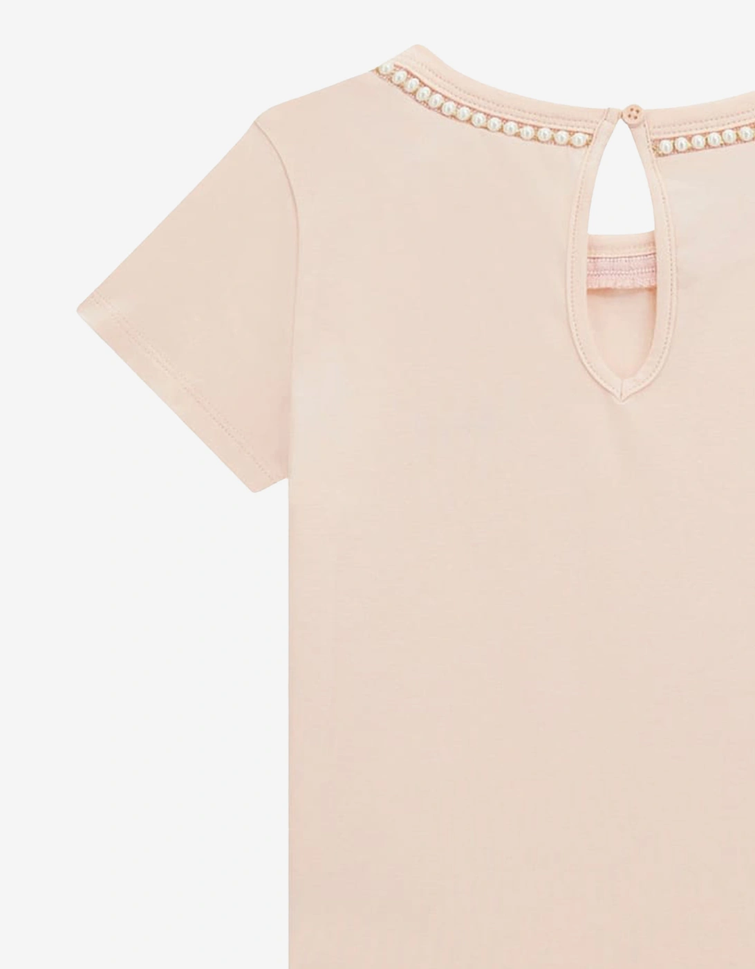 Girls Logo T-Shirt with Pearls in Pink