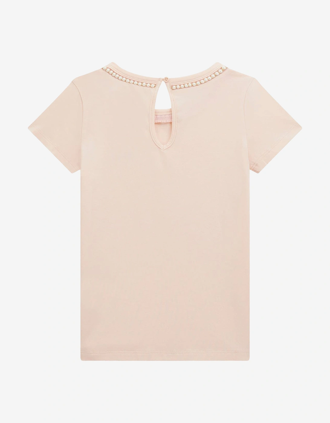 Girls Logo T-Shirt with Pearls in Pink