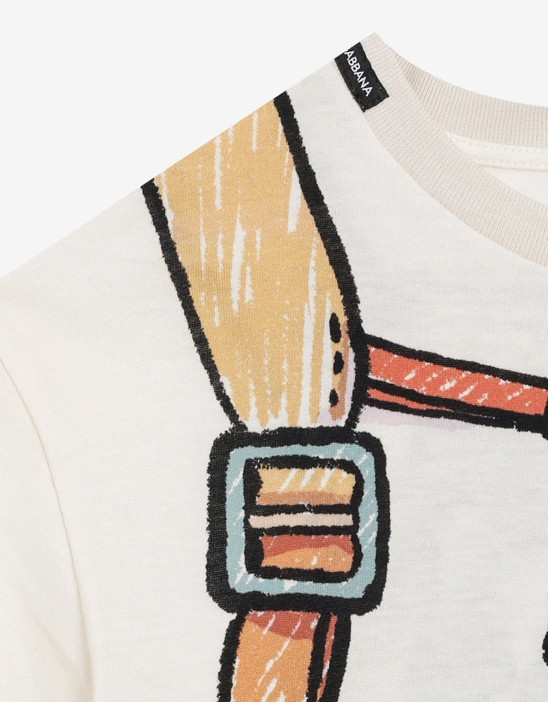 Boys Backpack Print Explorer T-Shirt in Ivory