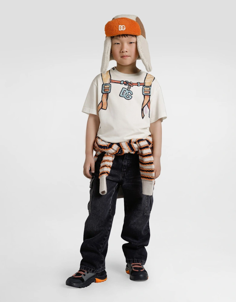 Boys Backpack Print Explorer T-Shirt in Ivory