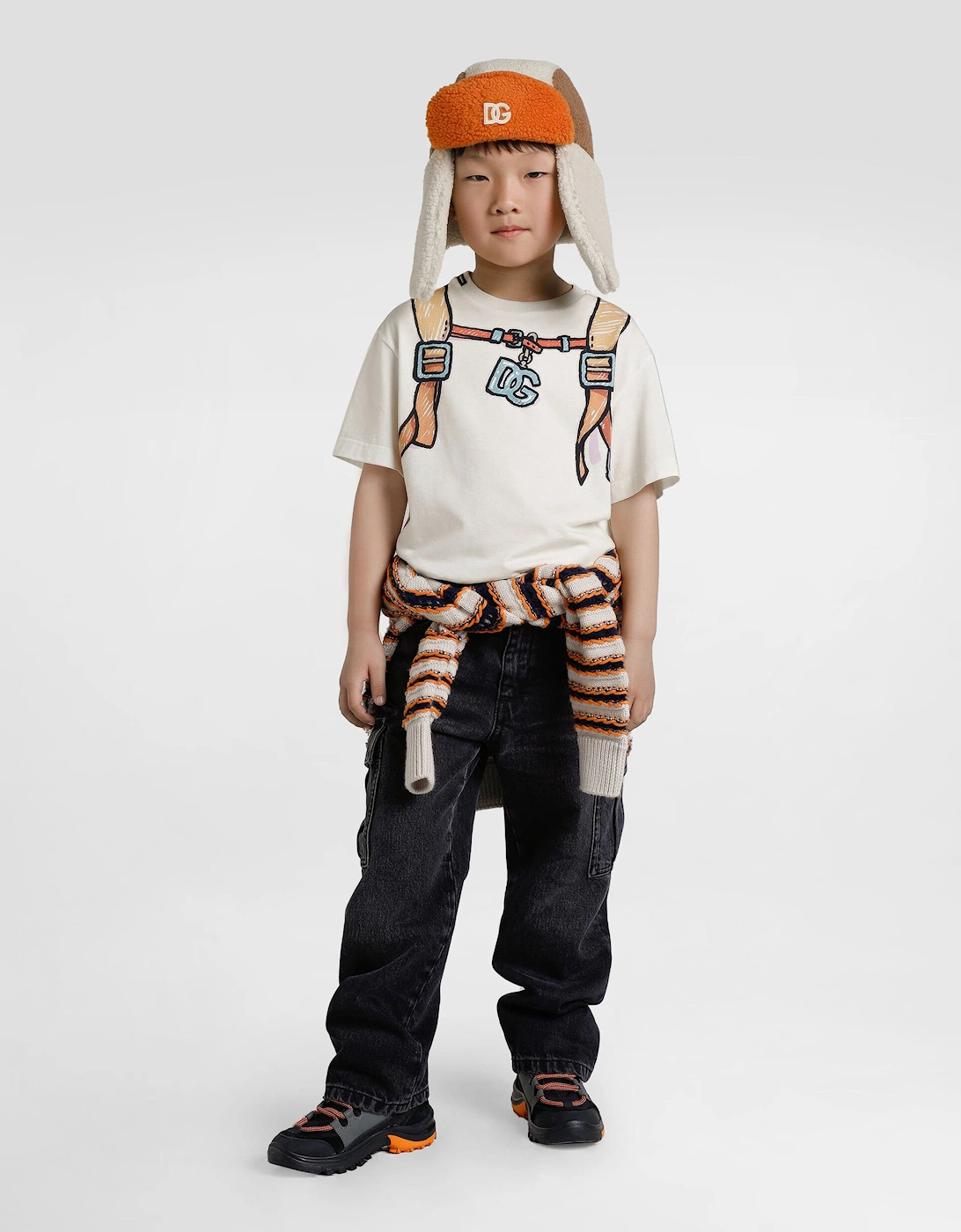 Boys Backpack Print Explorer T-Shirt in Ivory