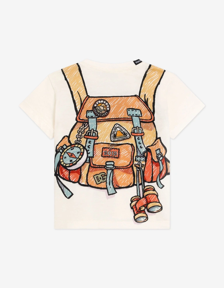 Baby Boys Backpack Print T-Shirt in Ivory