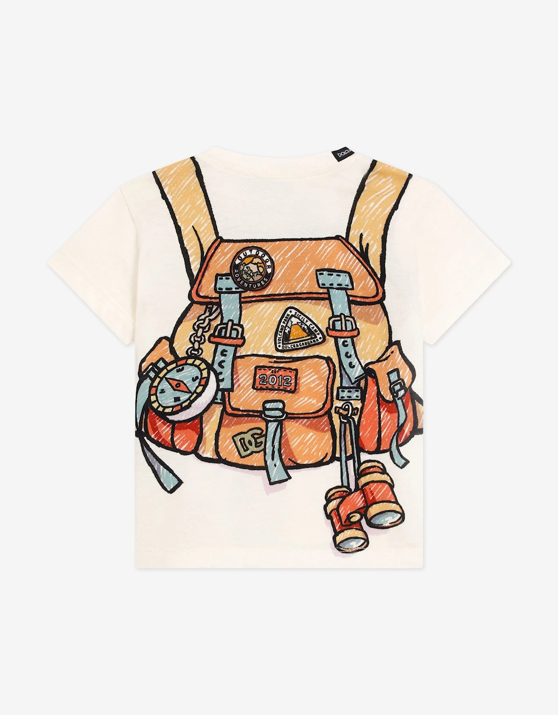 Baby Boys Backpack Print T-Shirt in Ivory