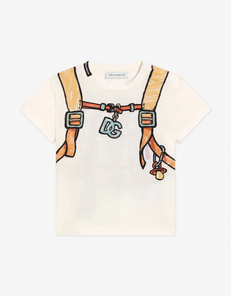 Baby Boys Backpack Print T-Shirt in Ivory
