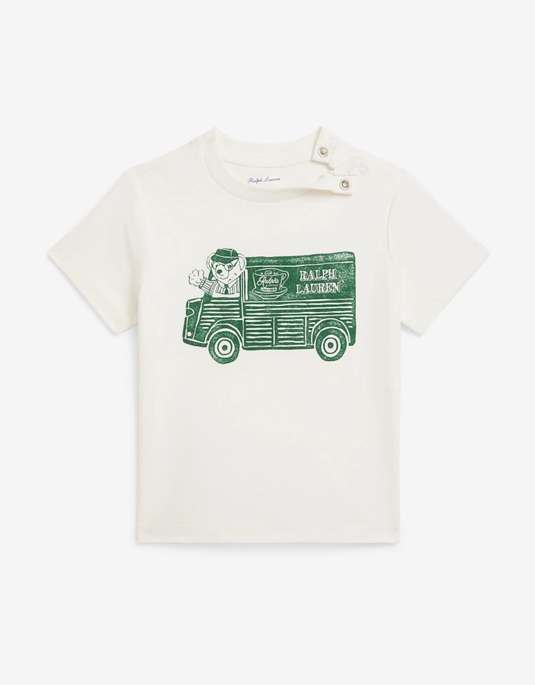Baby Boys Bear Coffee Truck T-Shirt in White