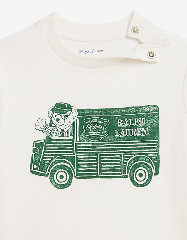 Baby Boys Bear Coffee Truck T-Shirt in White