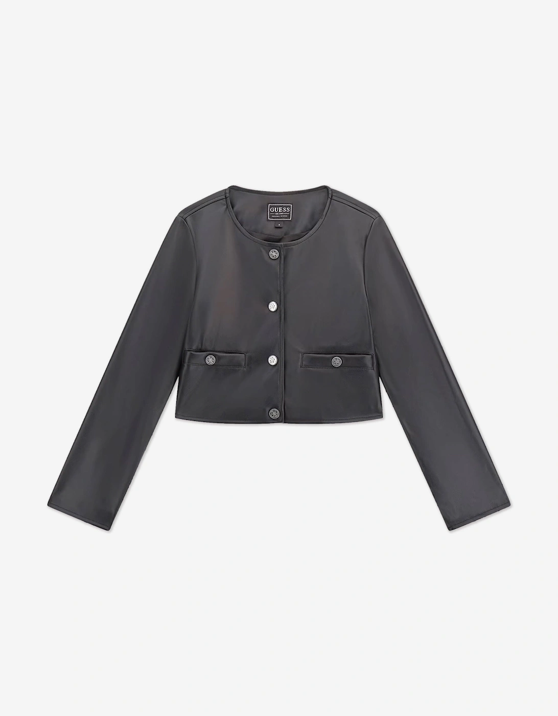 Guess Girls Faux Leather Jacket in Black - Size: 4 years