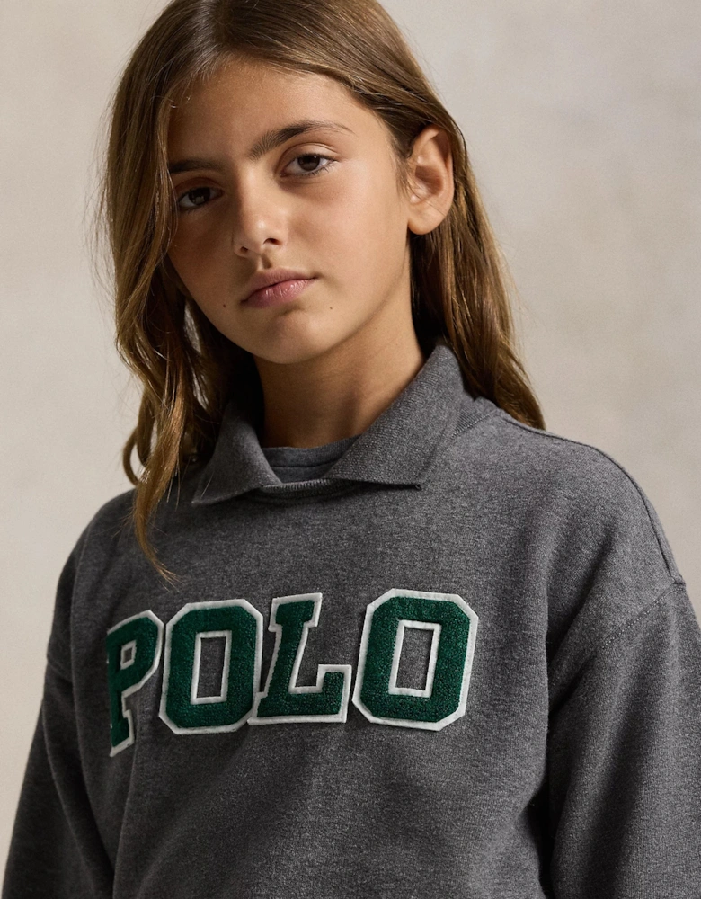 Girls Polo Sweatshirt in Grey