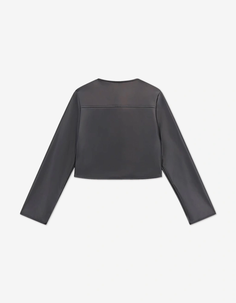 Girls Faux Leather Jacket in Black