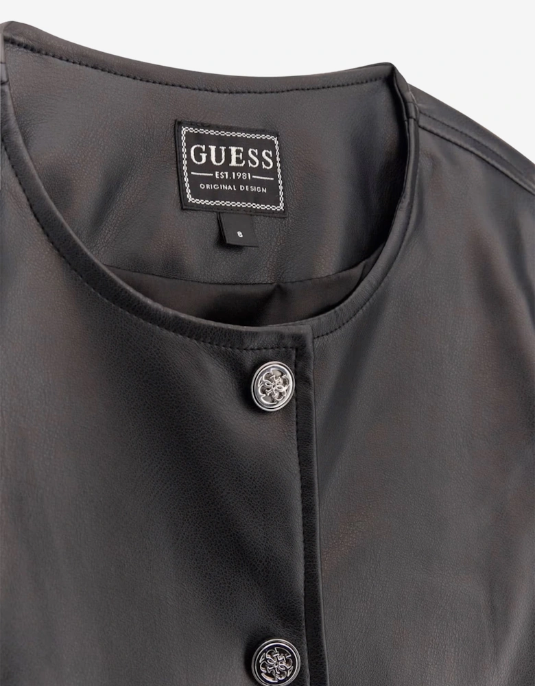 Girls Faux Leather Jacket in Black