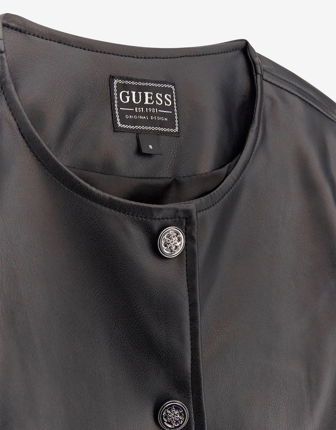 Girls Faux Leather Jacket in Black
