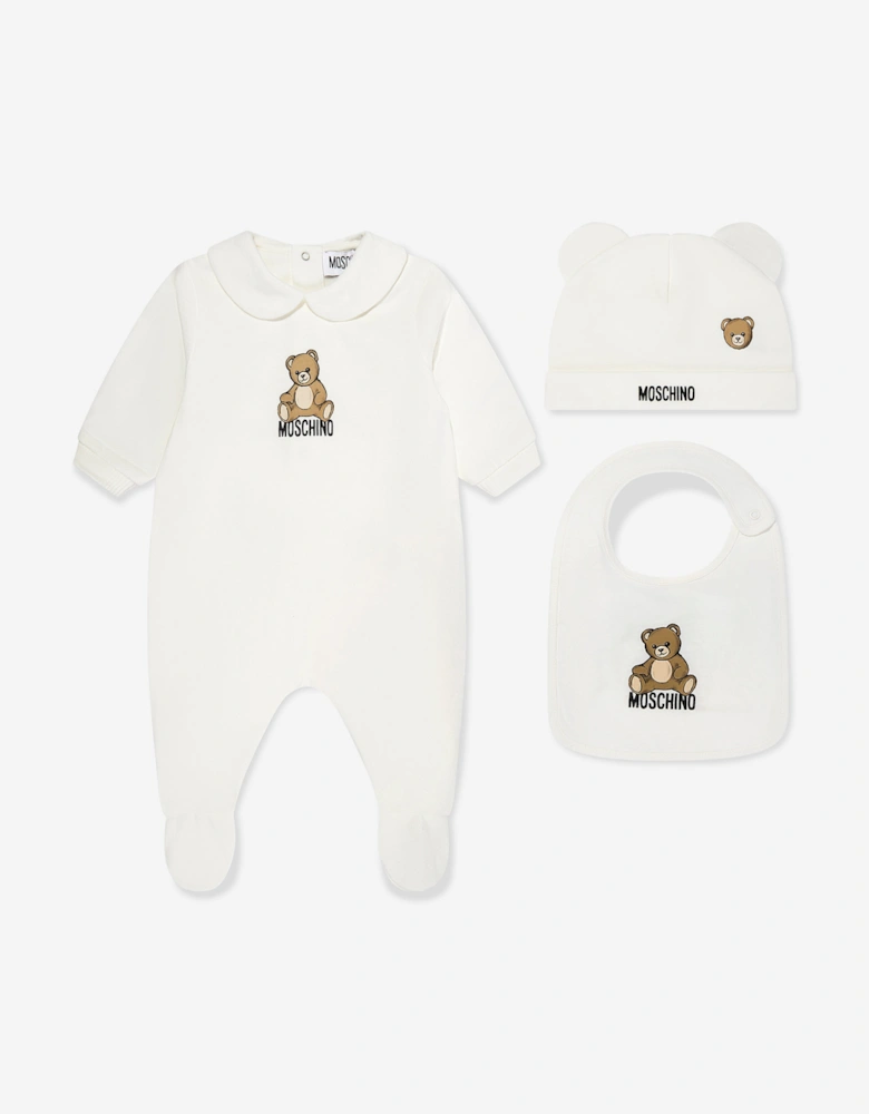 Baby Teddy Bear Babygrow Set in Ivory