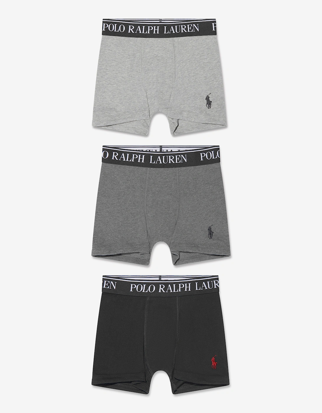 Ralph Lauren Boy's Boys Cotton Stretch 3 Pack Boxer Shorts Set in Grey - Size: 7 years/8 years/9 years