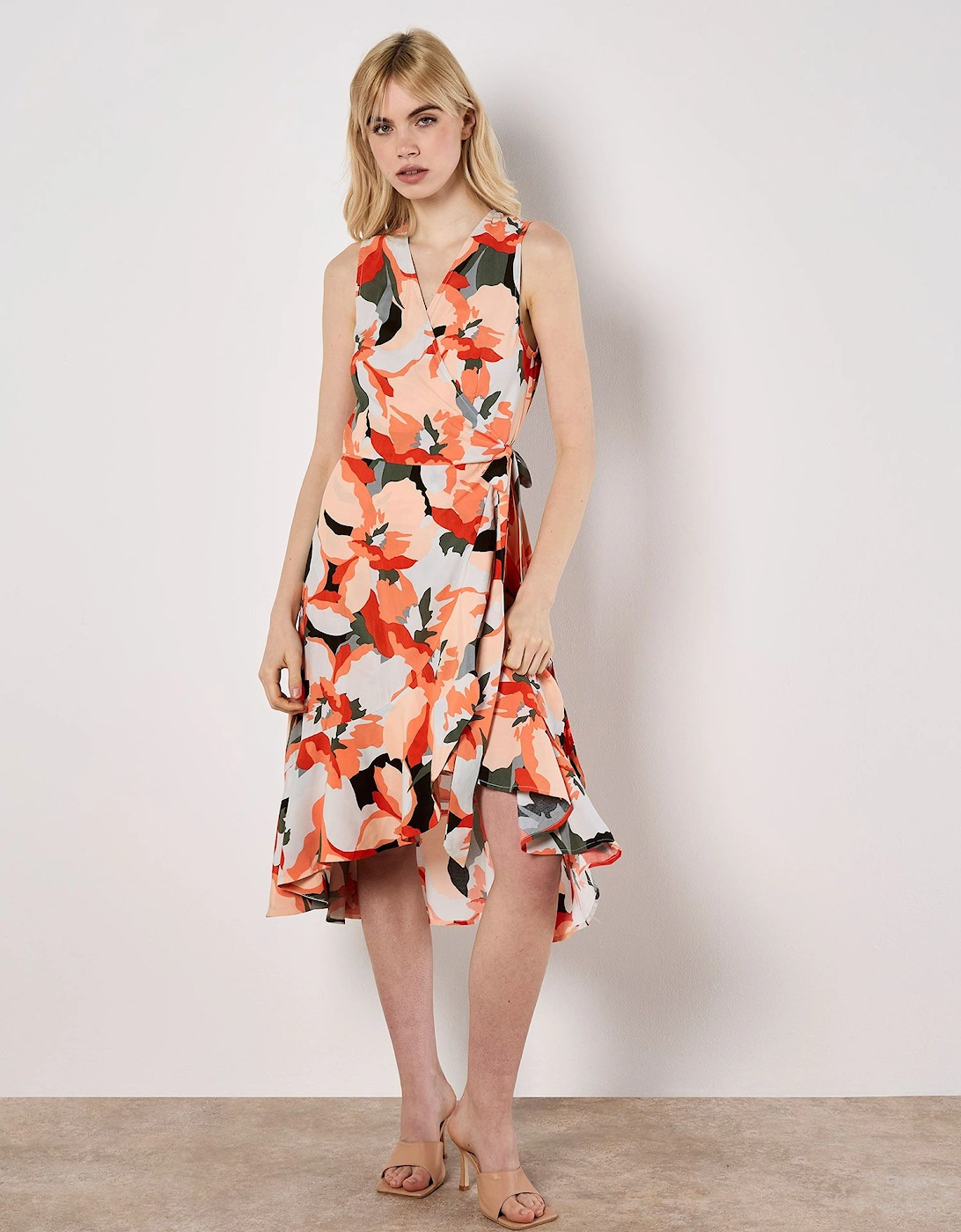 Graphic Floral Wrap Midi Dress, 2 of 1