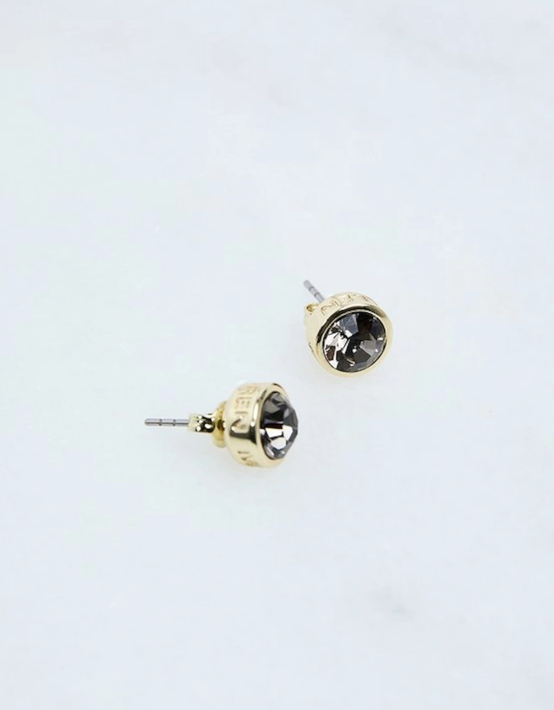 14kt Gold Plated Hand Set European Crystal Solitaire Stud Earrings