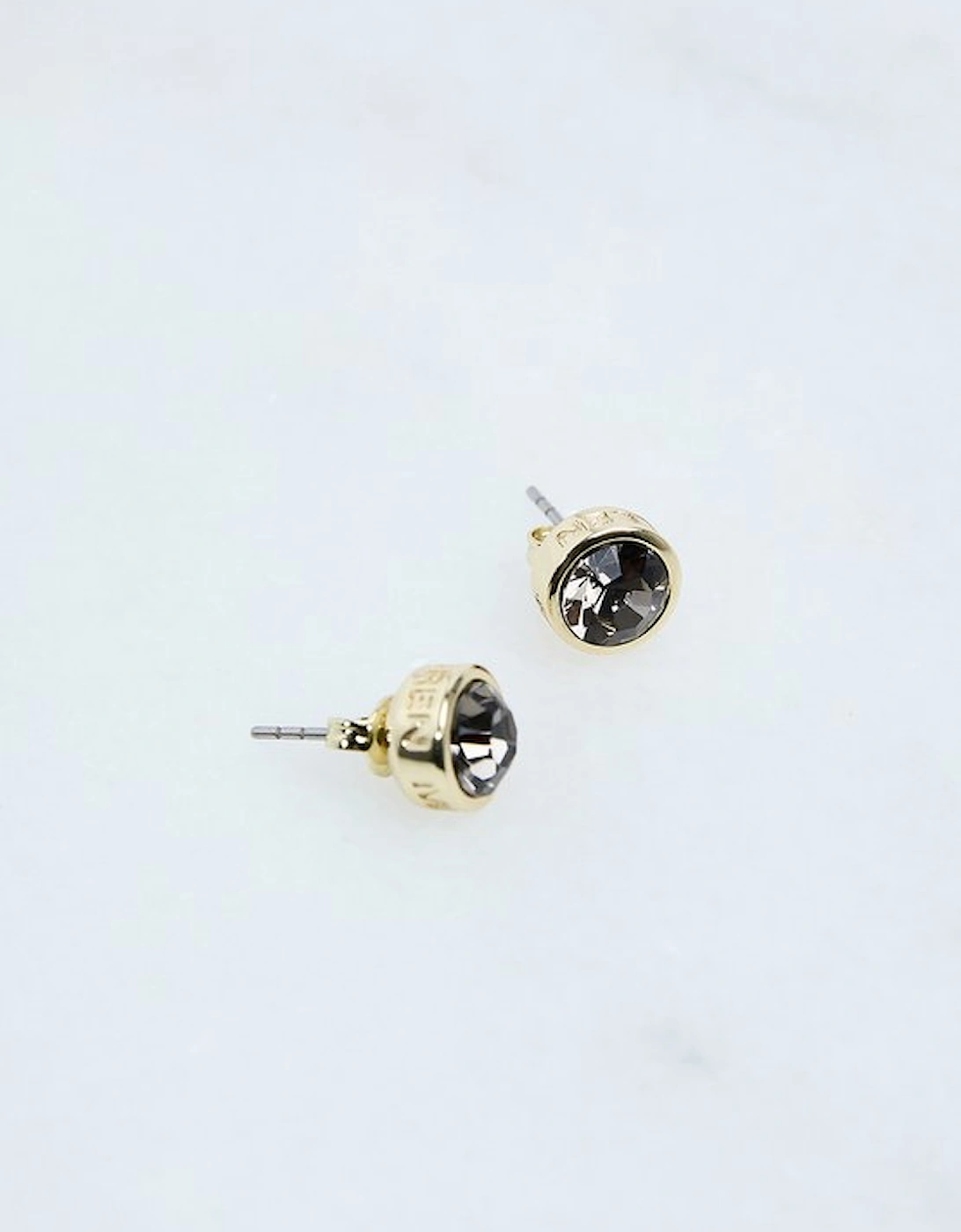14kt Gold Plated Hand Set European Crystal Solitaire Stud Earrings