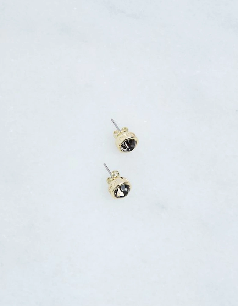 14kt Gold Plated Hand Set European Crystal Solitaire Stud Earrings