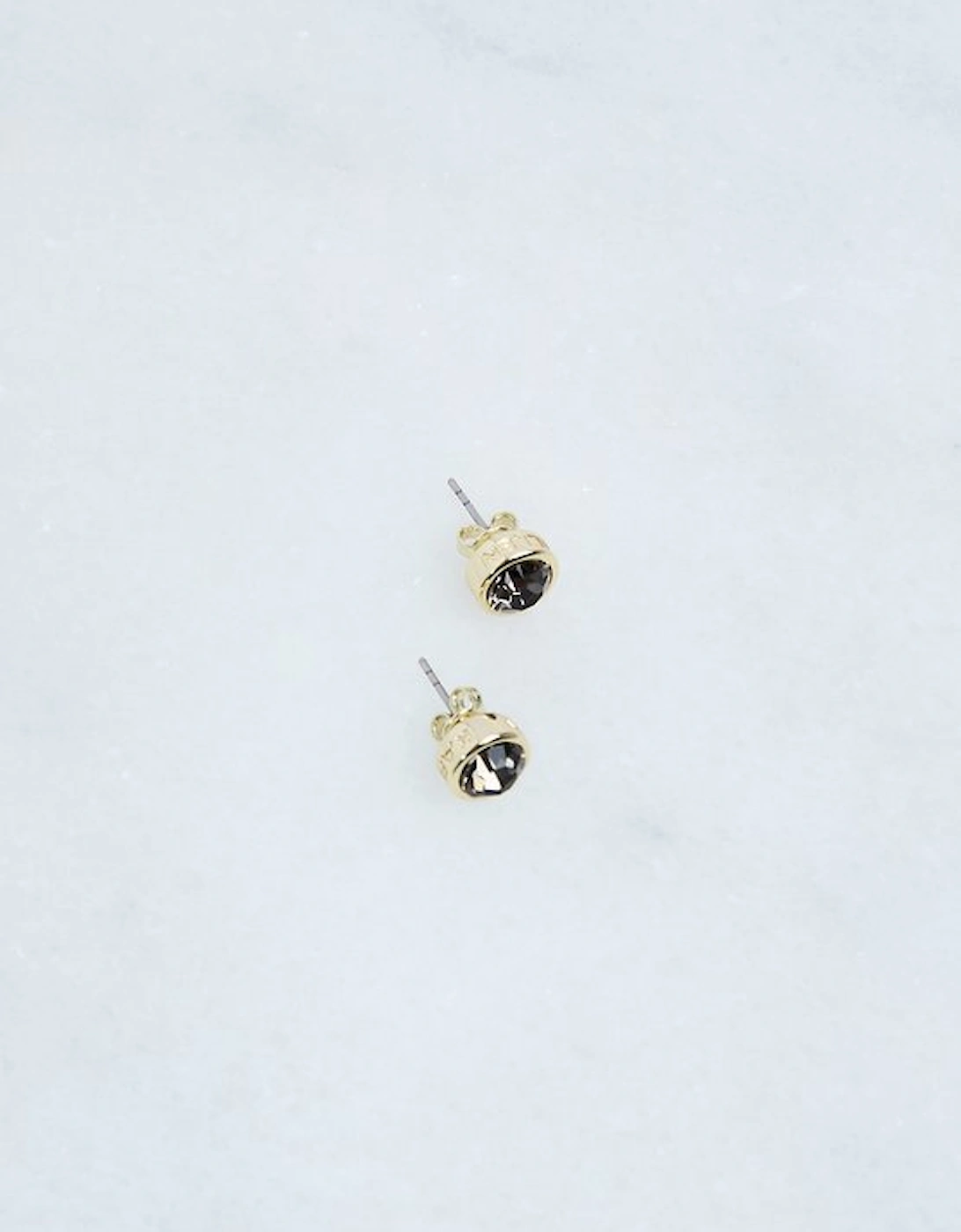 14kt Gold Plated Hand Set European Crystal Solitaire Stud Earrings