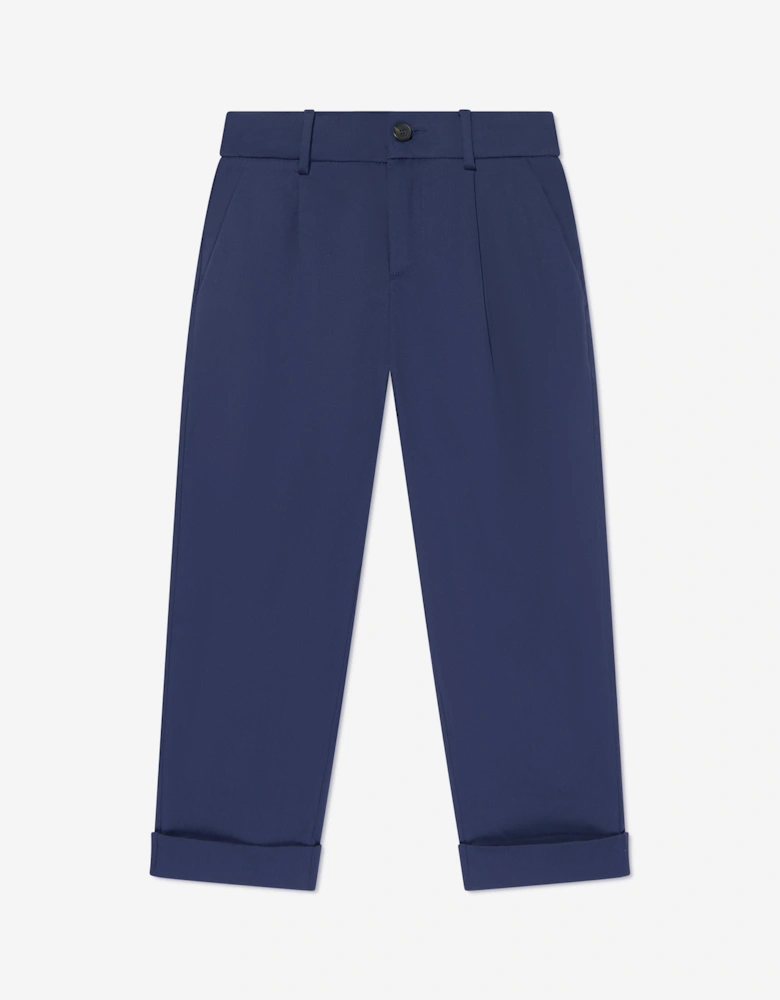 Boys Gabardine Stretch Trousers in Navy