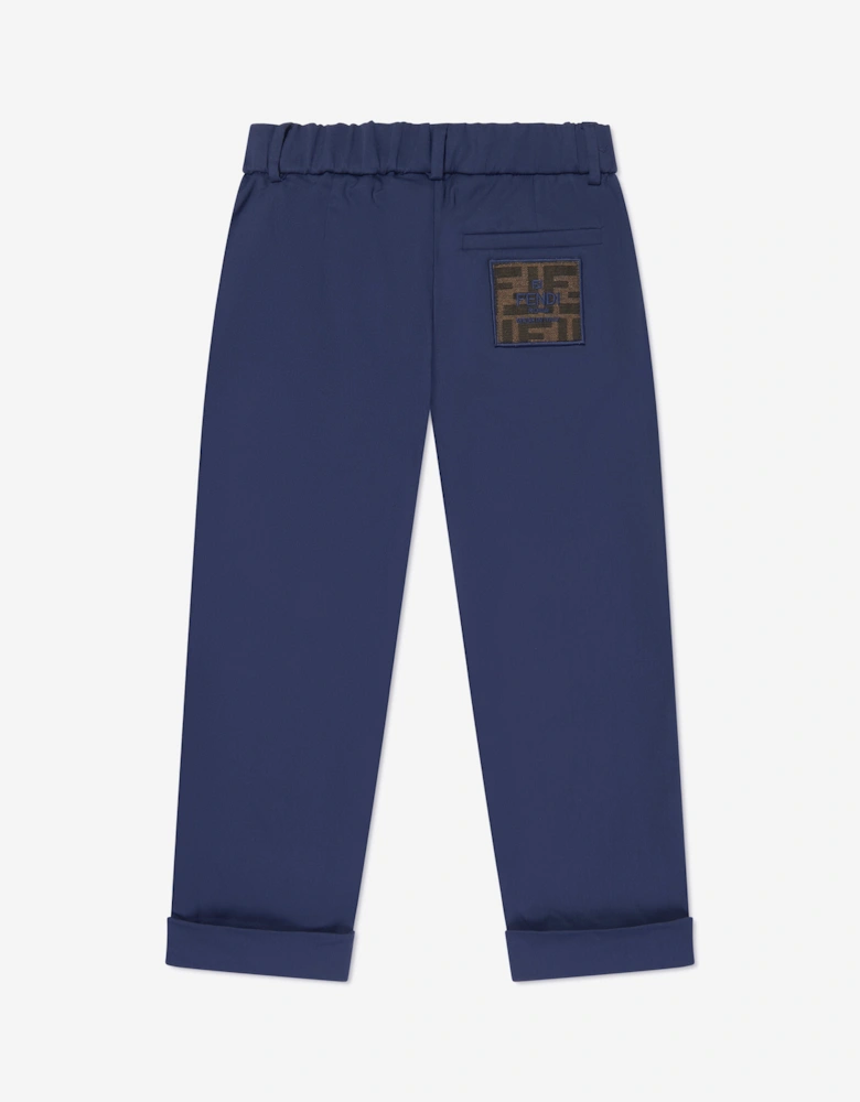 Boys Gabardine Stretch Trousers in Navy
