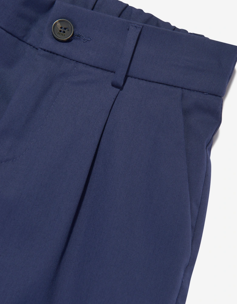 Boys Gabardine Stretch Trousers in Navy