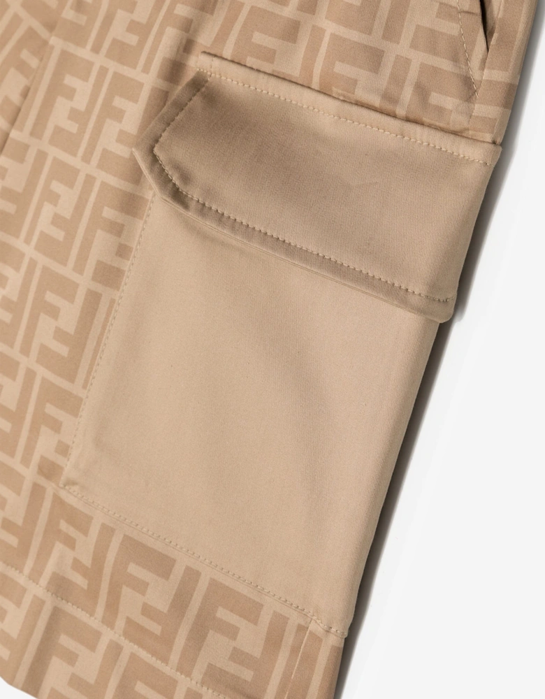 Boys FF Logo Shorts in Beige