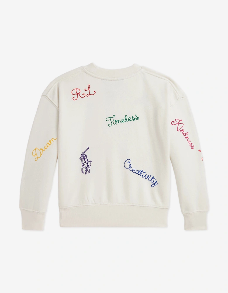 Girls Embroidered Sweatshirt in White