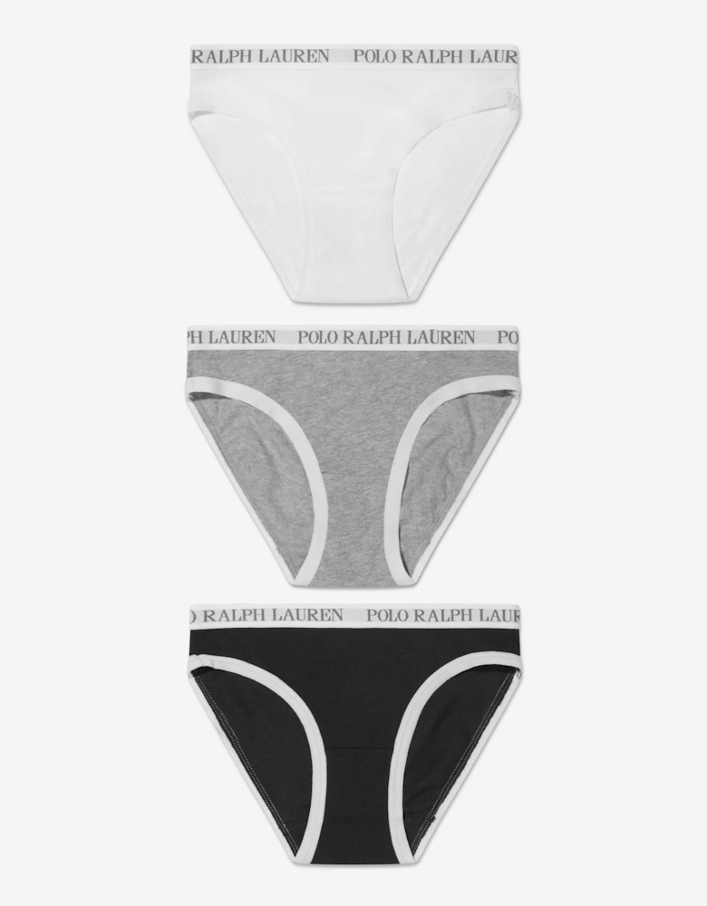 Girls 3 Pack Bikini Brief Set in White