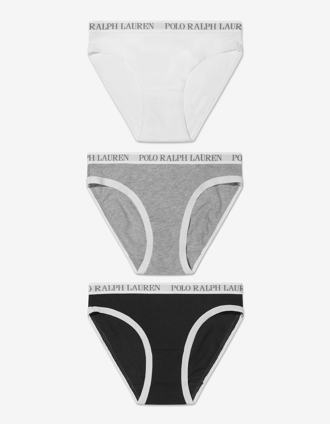 Ralph Lauren Girls White 'S Solid 3 Pack Bikini Knickers Set In Black  13 Years/12 Years Xl Kids