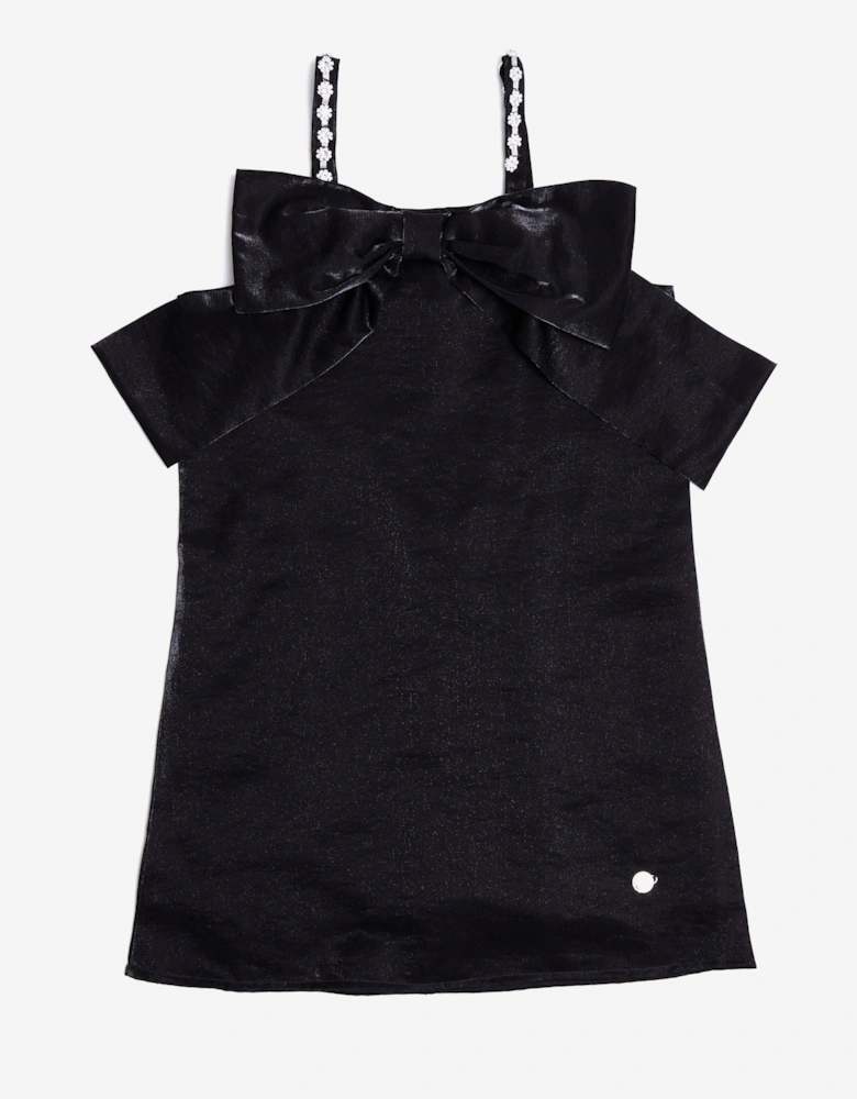 BCBG Girls Jewel Strap Taffeta Dress in Black