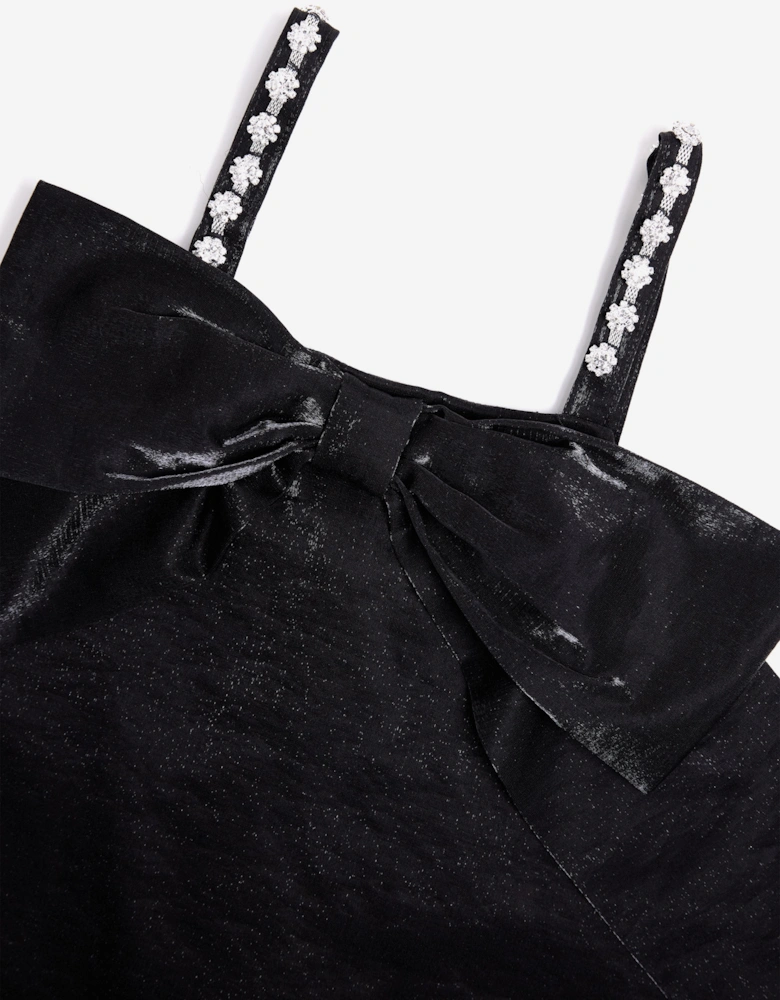 BCBG Girls Jewel Strap Taffeta Dress in Black